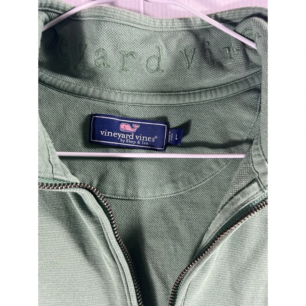 Vineyard‎ Vines 1/4 Zip Pique Pullover Sweatshirt Green Mock Neck Mens Large